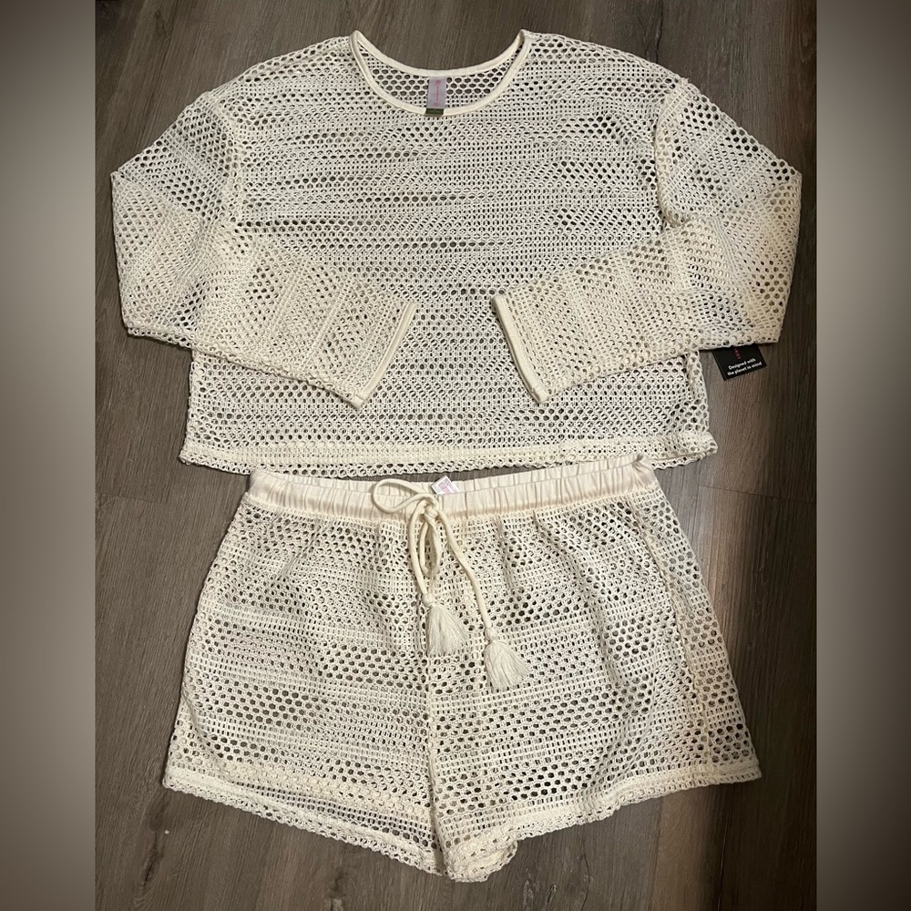 No Boundaries White Crochet Swim Coverup Set